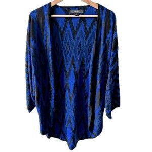 Forever 21 Blue Geometric Print Cardigan Small Open Front Tribal Western Boho